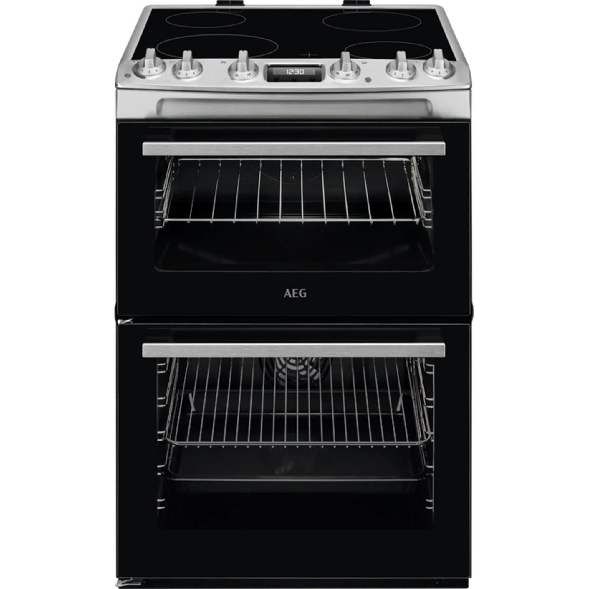 AEG CCX6530ACM 60cm Double Oven Electric Cooker with Ceramic Hob - Stainless Steel