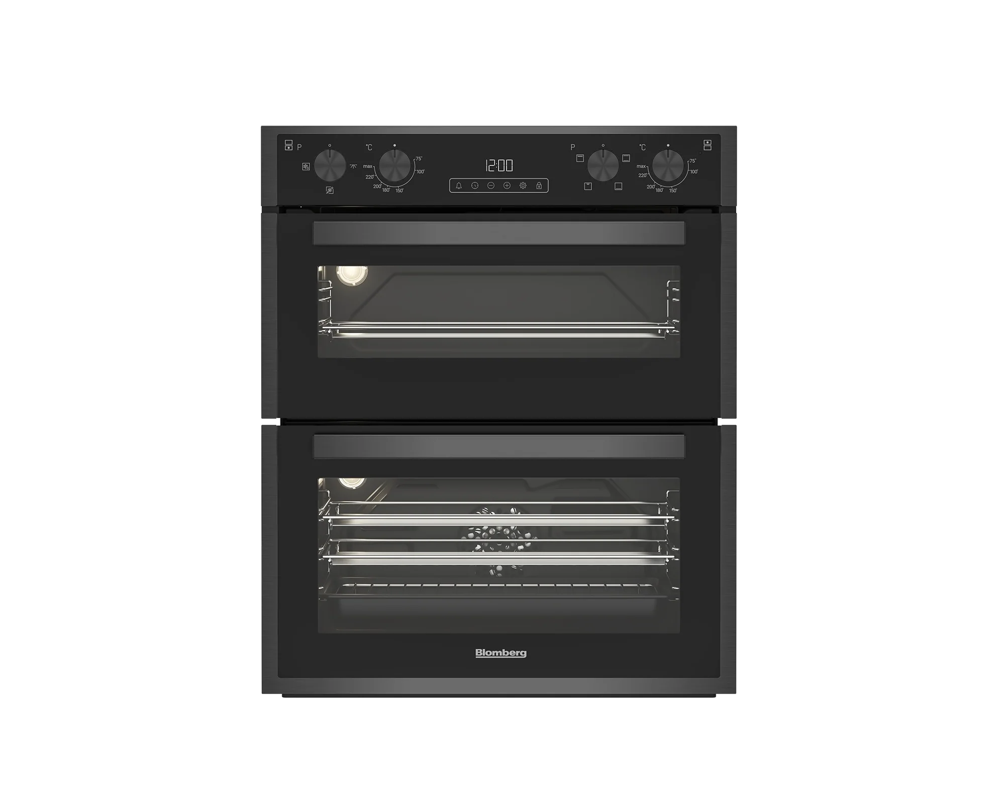 Blomberg ROTN9202DX 59.4cm Built-Under Electric Double Oven - Dark Steel