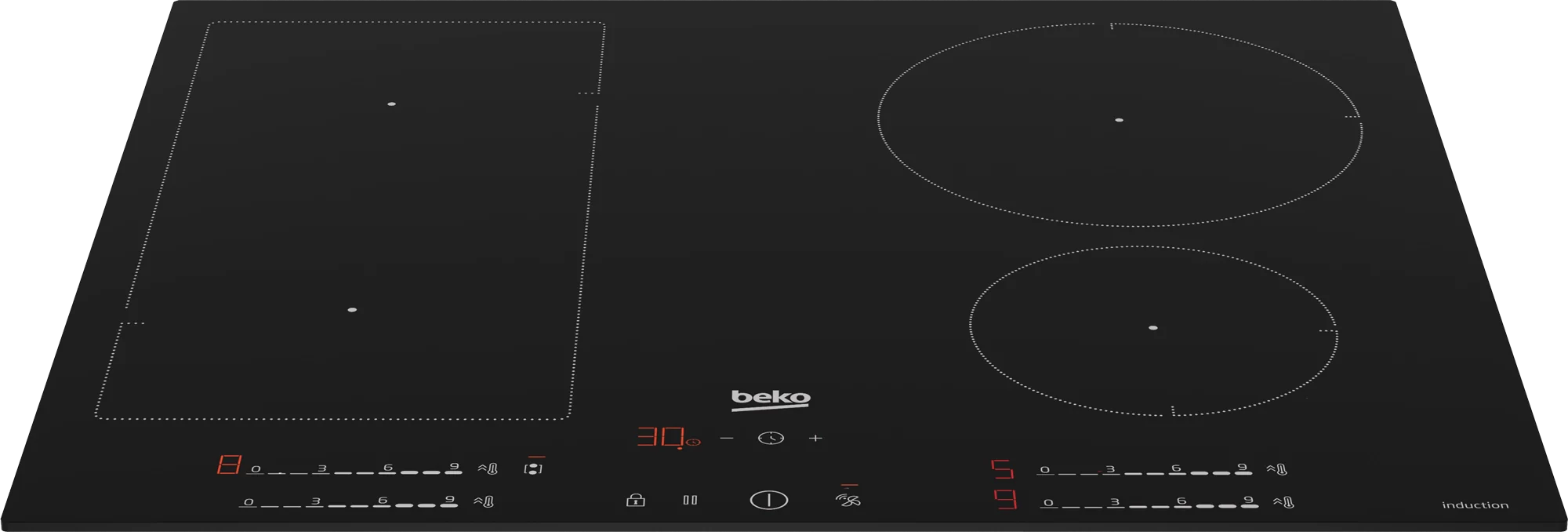 Beko HIIP64530UFT 59cm 4 Zone Induction Hob - Black