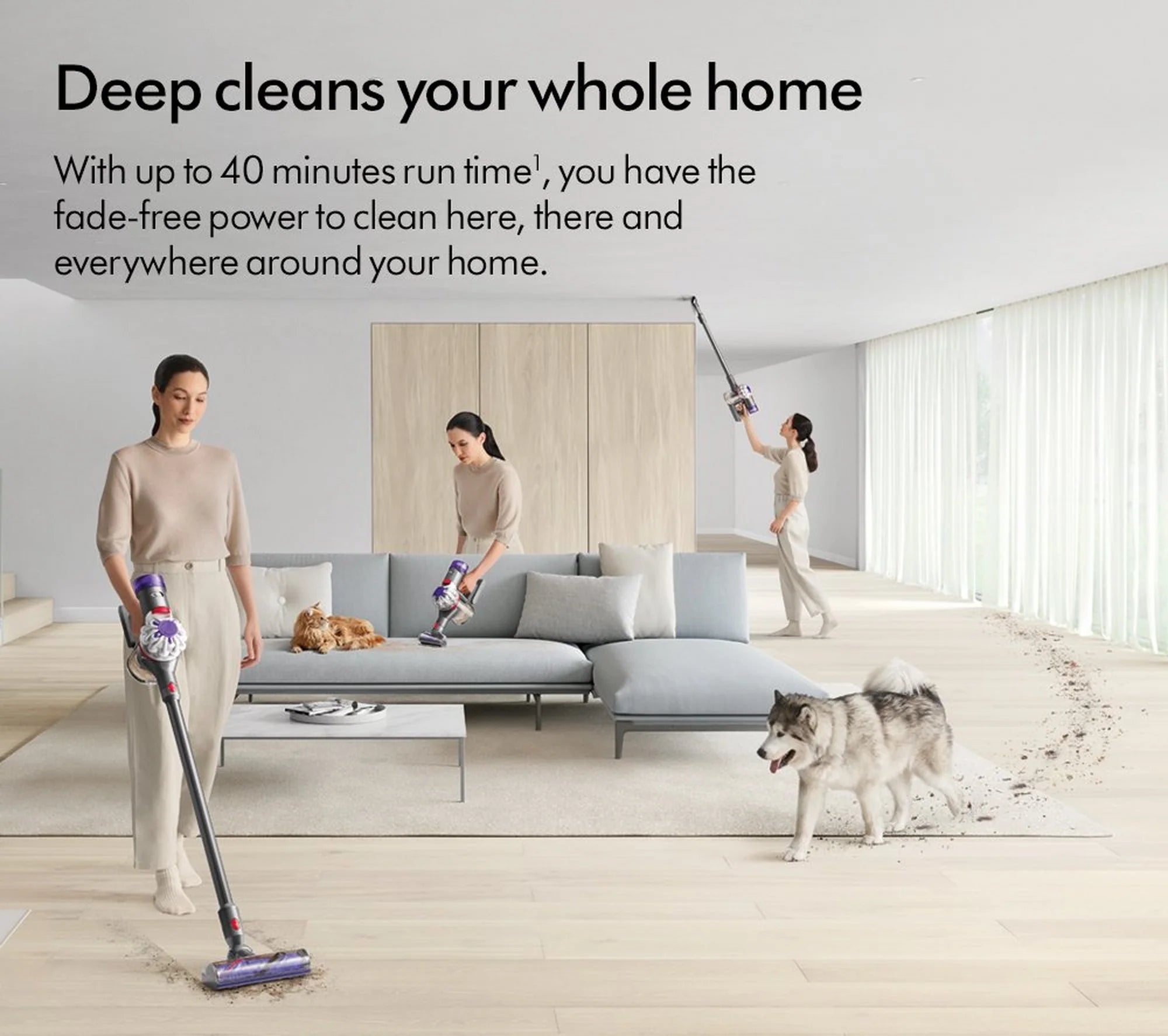 Dyson V8ABS-2023 Cordless Stick Vacuum Cleaner - 40 Minutes Run Time - Silver/Yellow