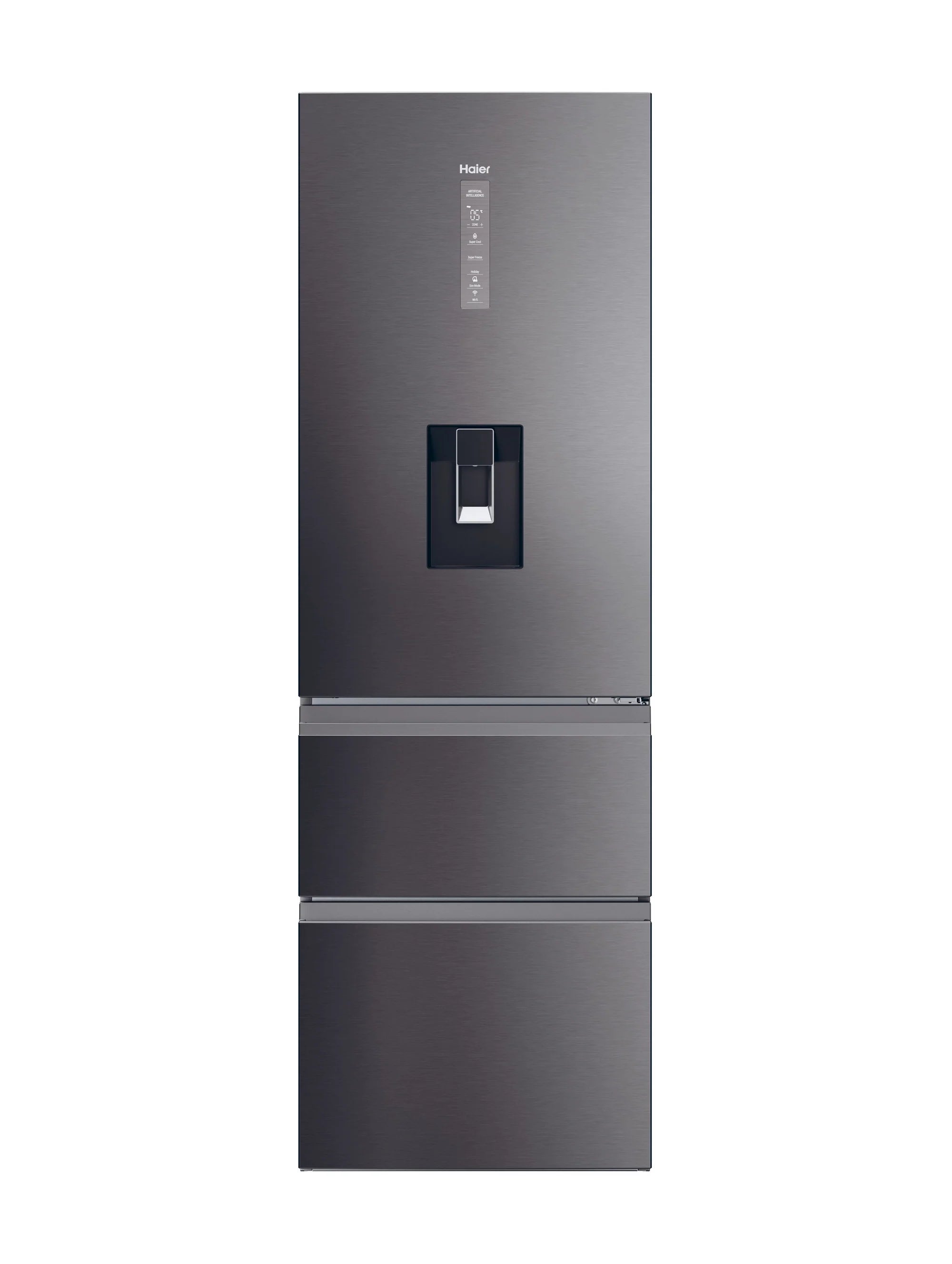 Haier HTW5618EWMP 59.5cm 60/40 Frost Free Fridge Freezer - Dark Inox