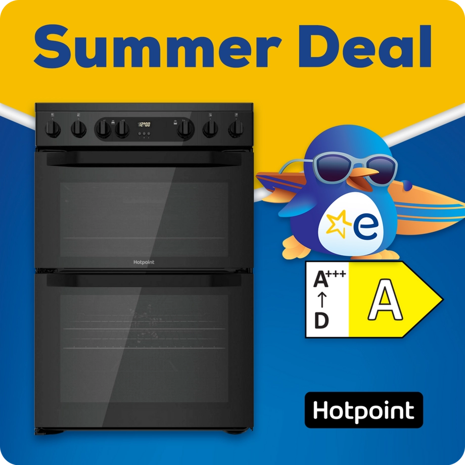 Hotpoint HDEU67V9C2B/UK 60cm Double Oven Electric Cooker with Ceramic Hob - Black
