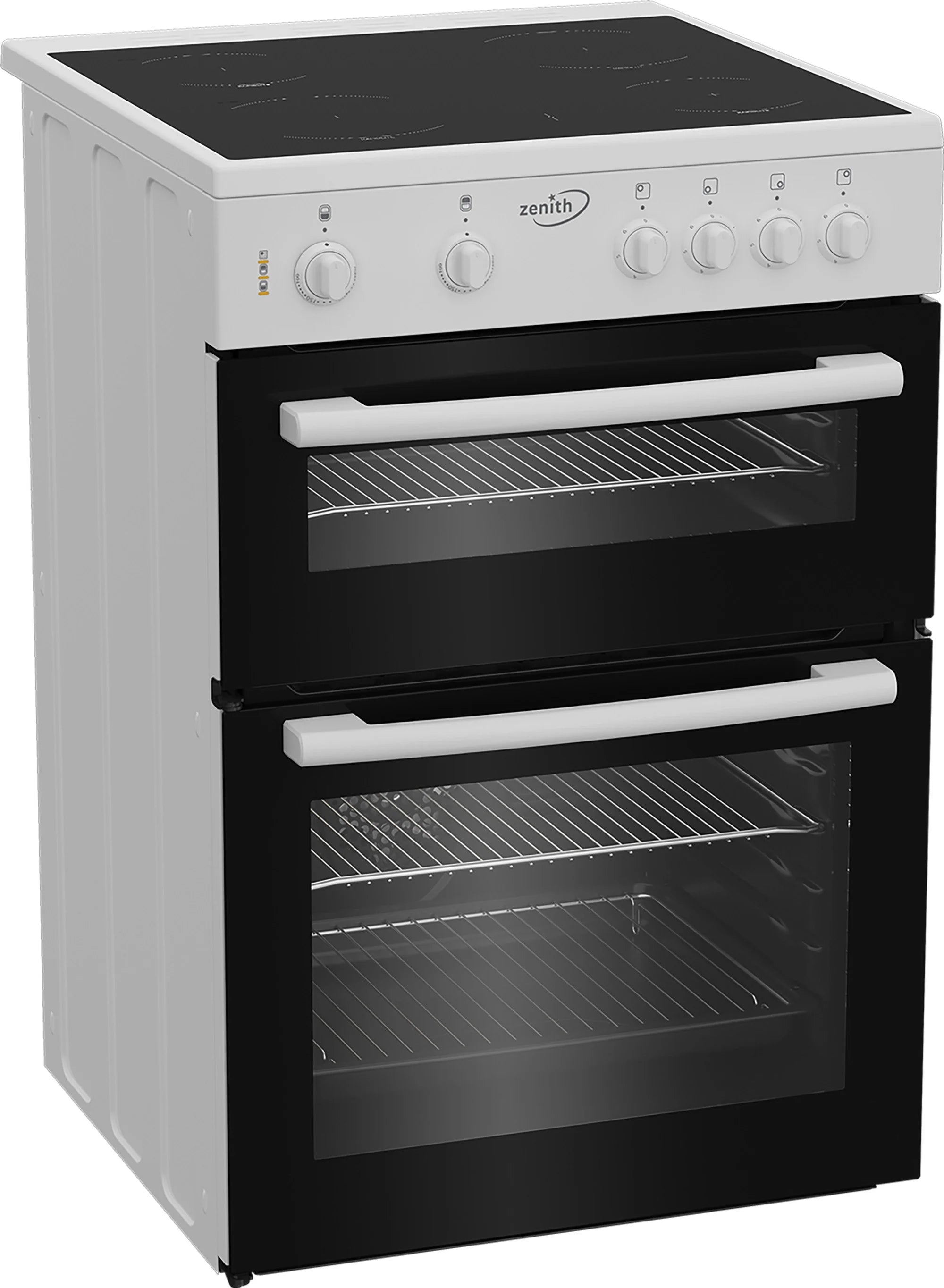 Zenith ZE605W 60cm Twin Cavity Electric Cooker with Ceramic Hob - White