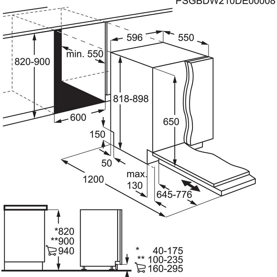 AEG FSB54907Z Integrated Dishwasher - 14 Place Settings