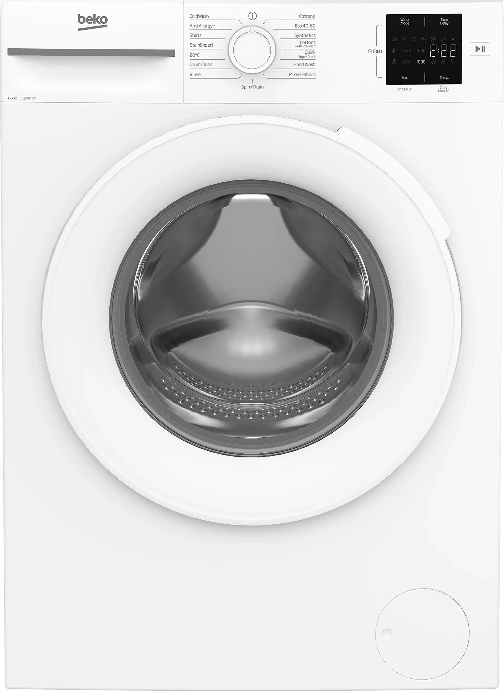Beko BM1WU3721W 7kg 1200 Spin RecycledTub Washing Machine - White