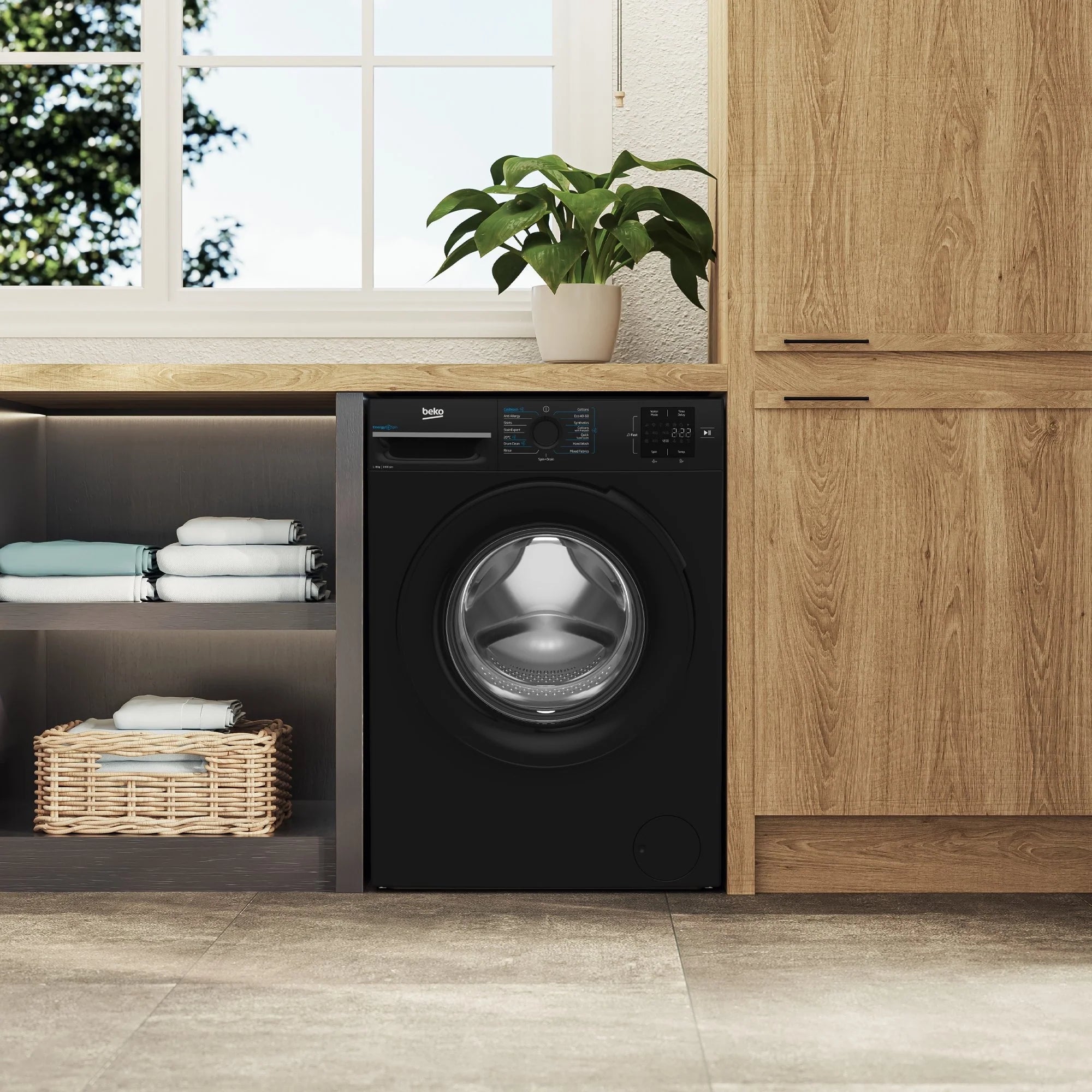 Beko BMN3WT3841B 8kg 1400 Spin EnergySpin Washing Machine - Black