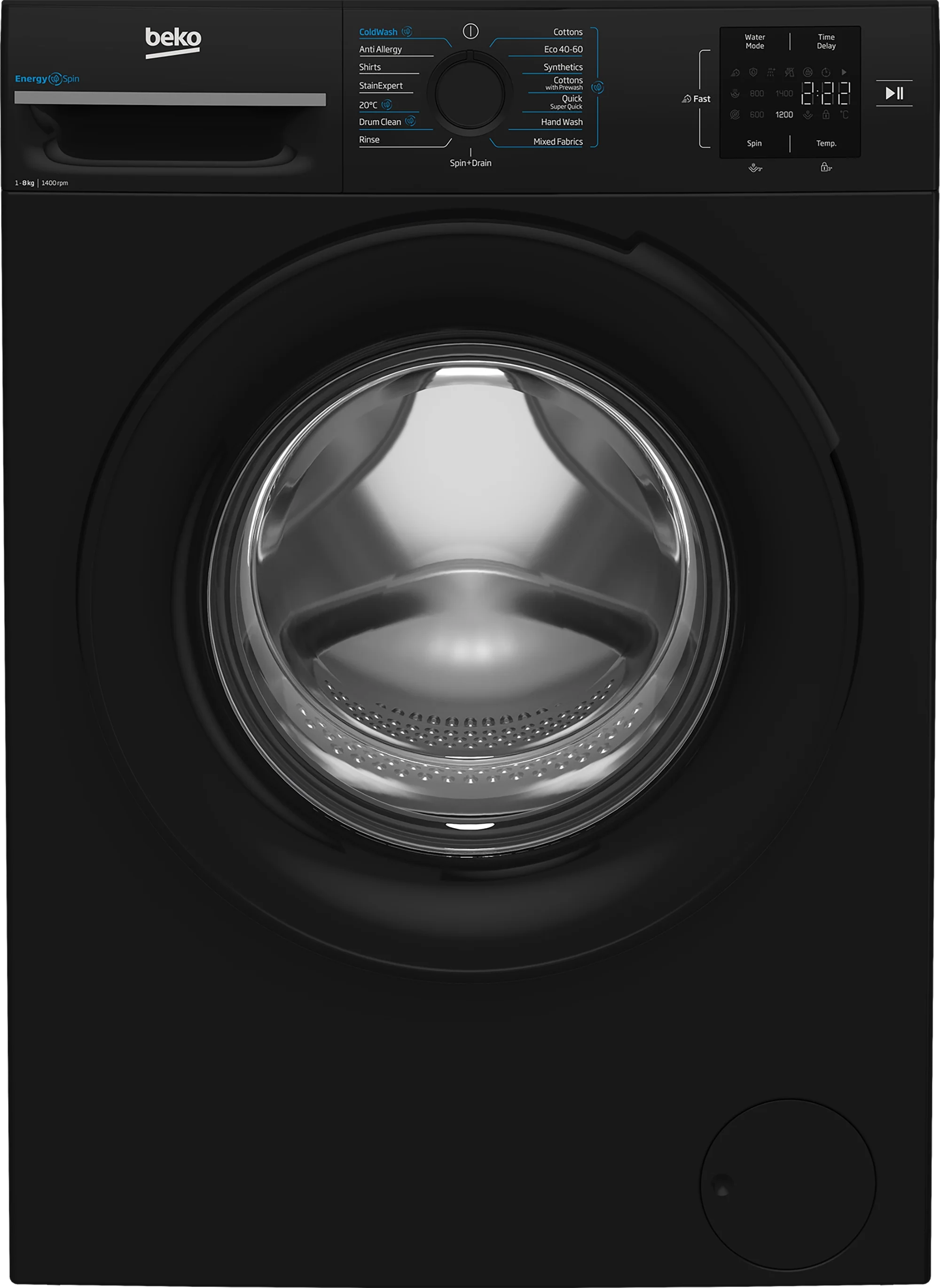 Beko BMN3WT3841B 8kg 1400 Spin EnergySpin Washing Machine - Black