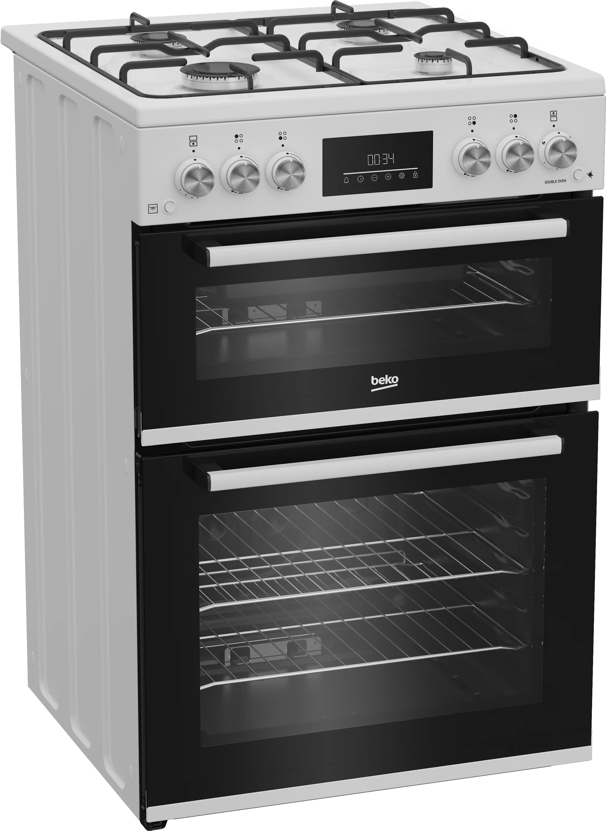 Beko EDG6231W 60cm Double Oven Gas Cooker with Gas Hob - White
