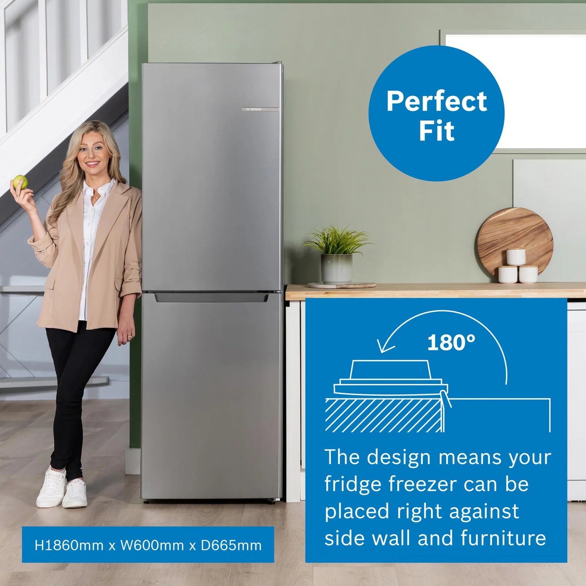 Bosch KGN34NLEAG 60cm 50/50 Frost Free Fridge Freezer - Silver