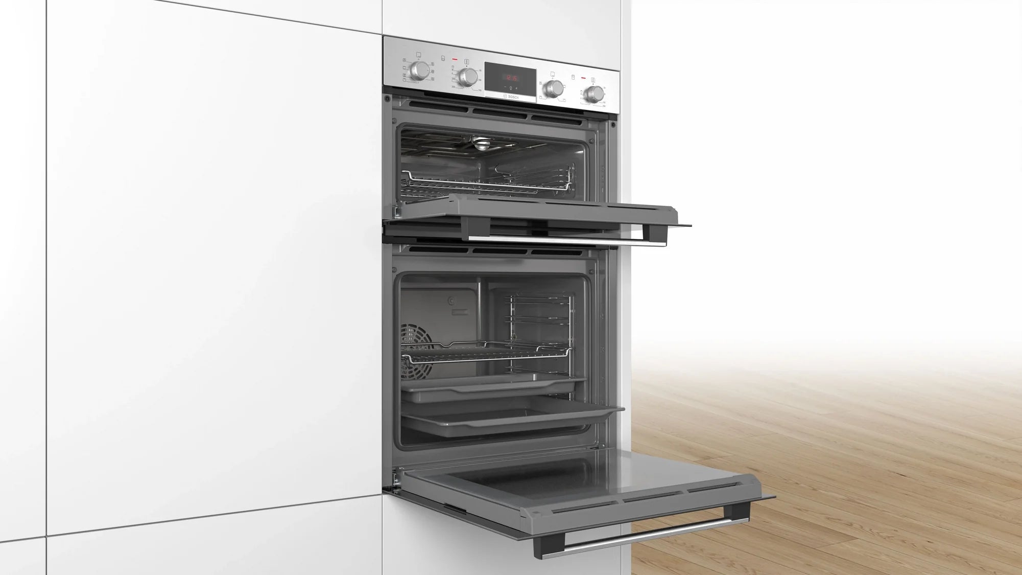 Bosch MBS533BS0B 59.4cm Built In Electric Double Oven with 3D Hot Air - Stainless Steel