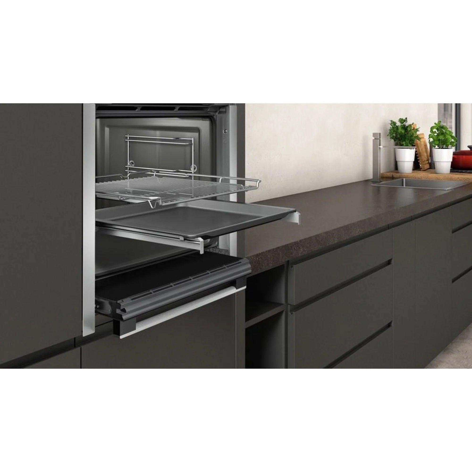 NEFF B3ACE4HN0B Slide & Hide 59.4cm Built In Electric Single Oven - Stainless Steel