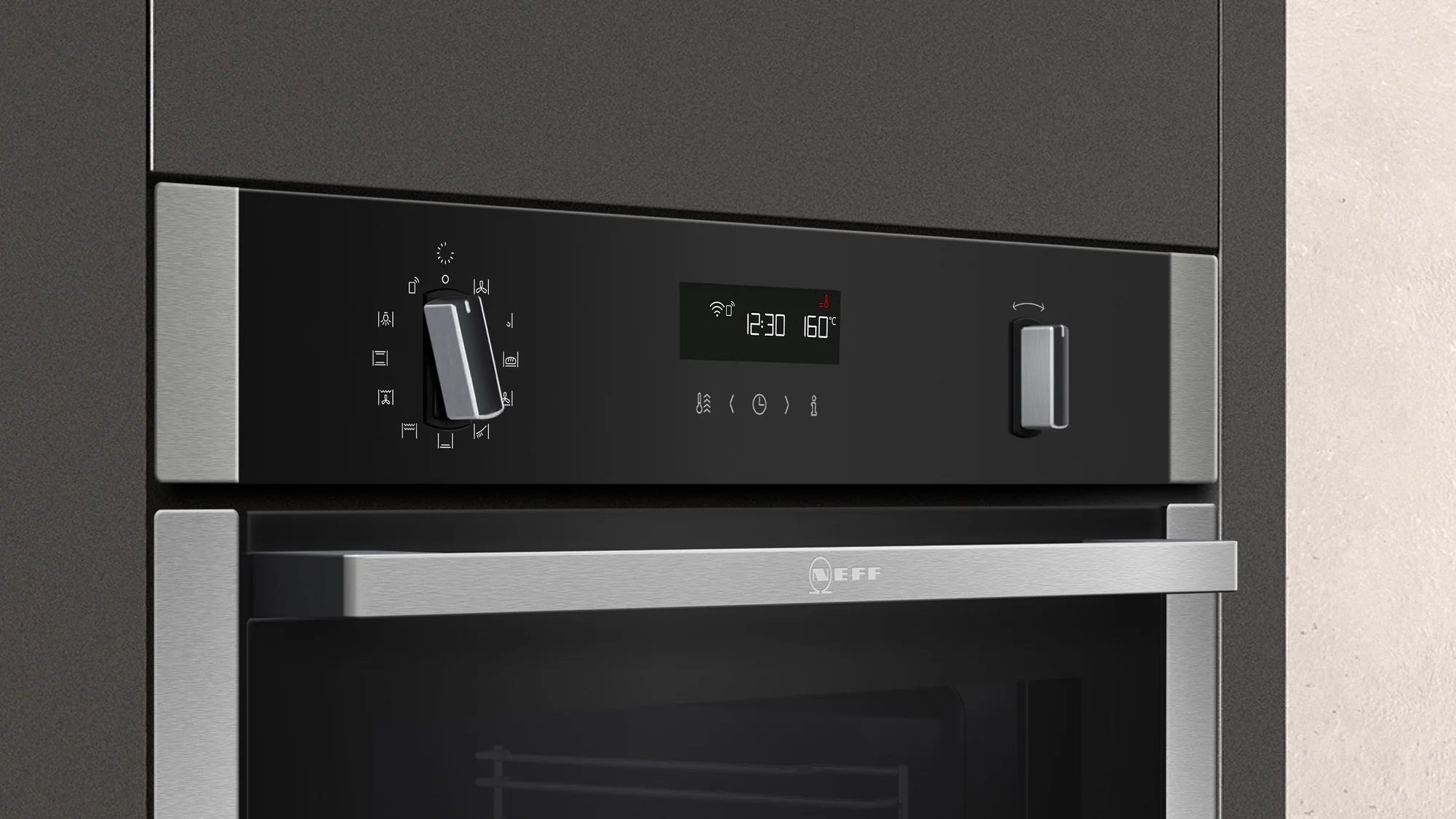 NEFF B6ACH7HH0B Slide & Hide 59.4cm Built In Electric Single Oven - Stainless Steel