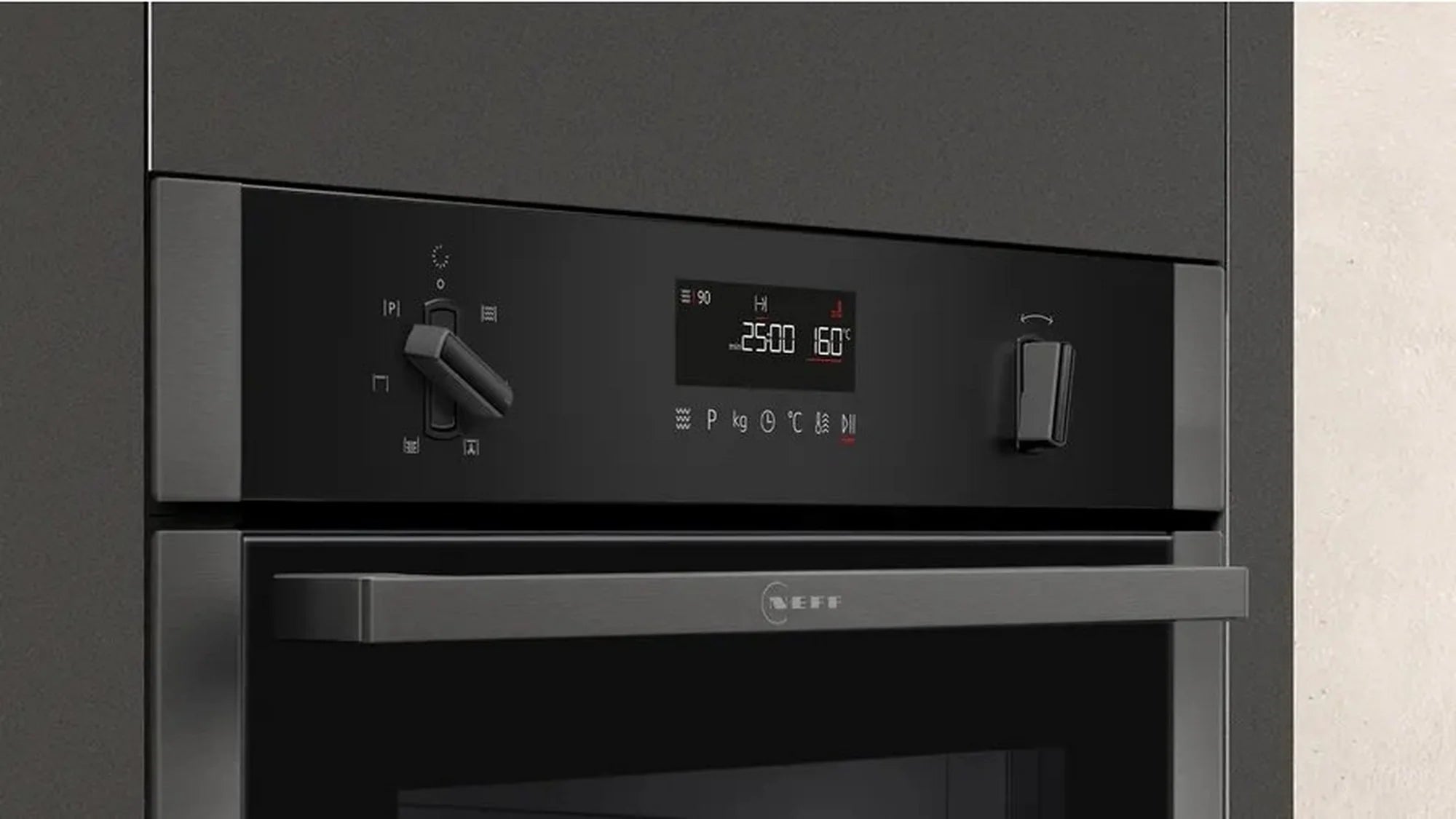 NEFF C1AMG84G0B 44 Litres Built In Microwave Oven with Hot Air - Black with Graphite Trim
