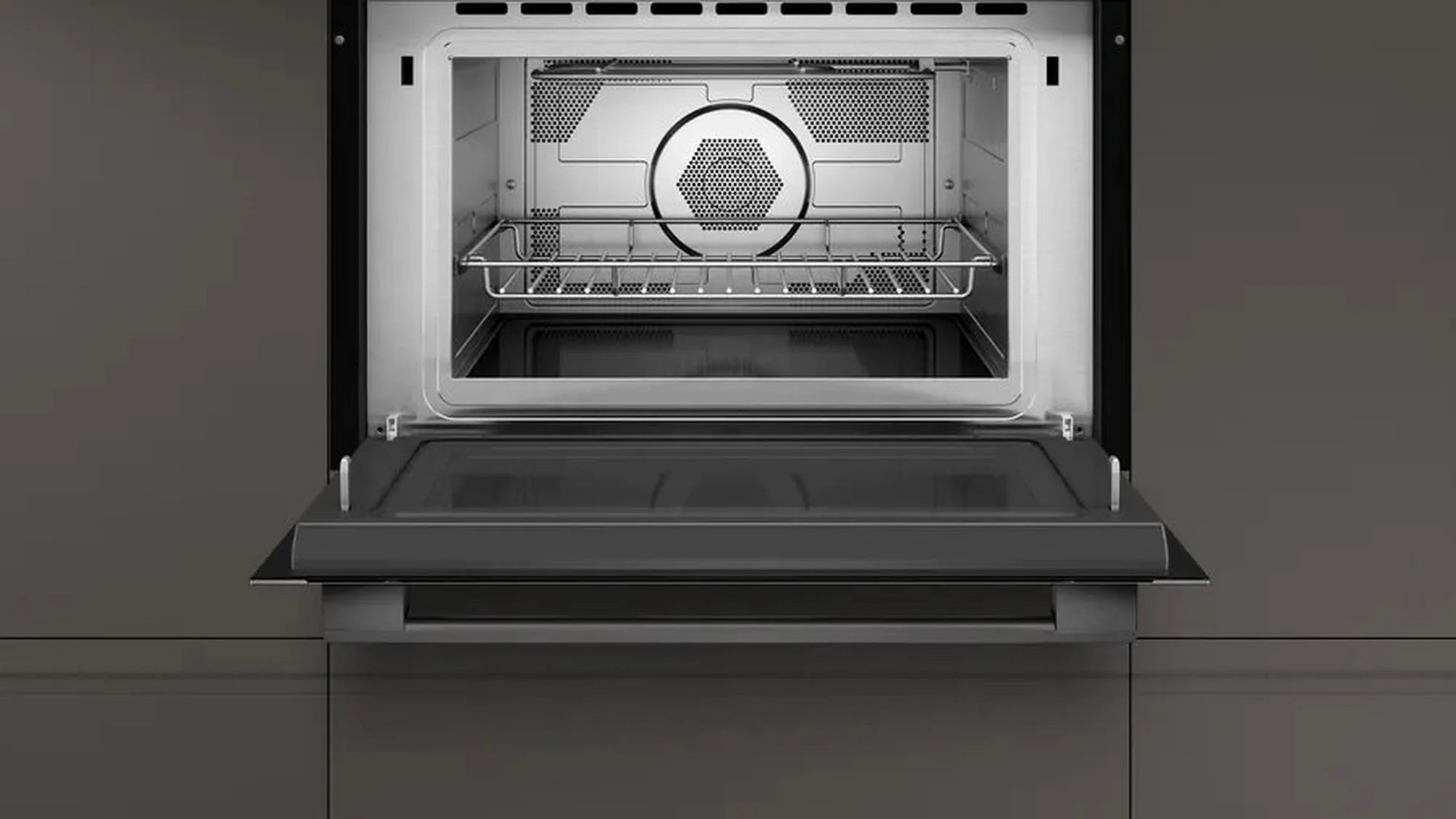 NEFF C1AMG84G0B 44 Litres Built In Microwave Oven with Hot Air - Black with Graphite Trim