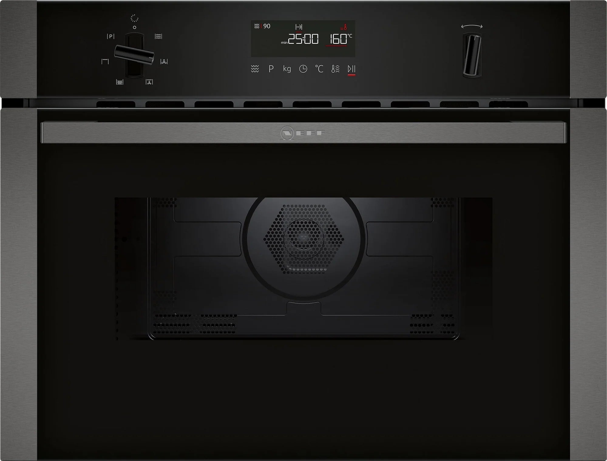 NEFF C1AMG84G0B 44 Litres Built In Microwave Oven with Hot Air - Black with Graphite Trim