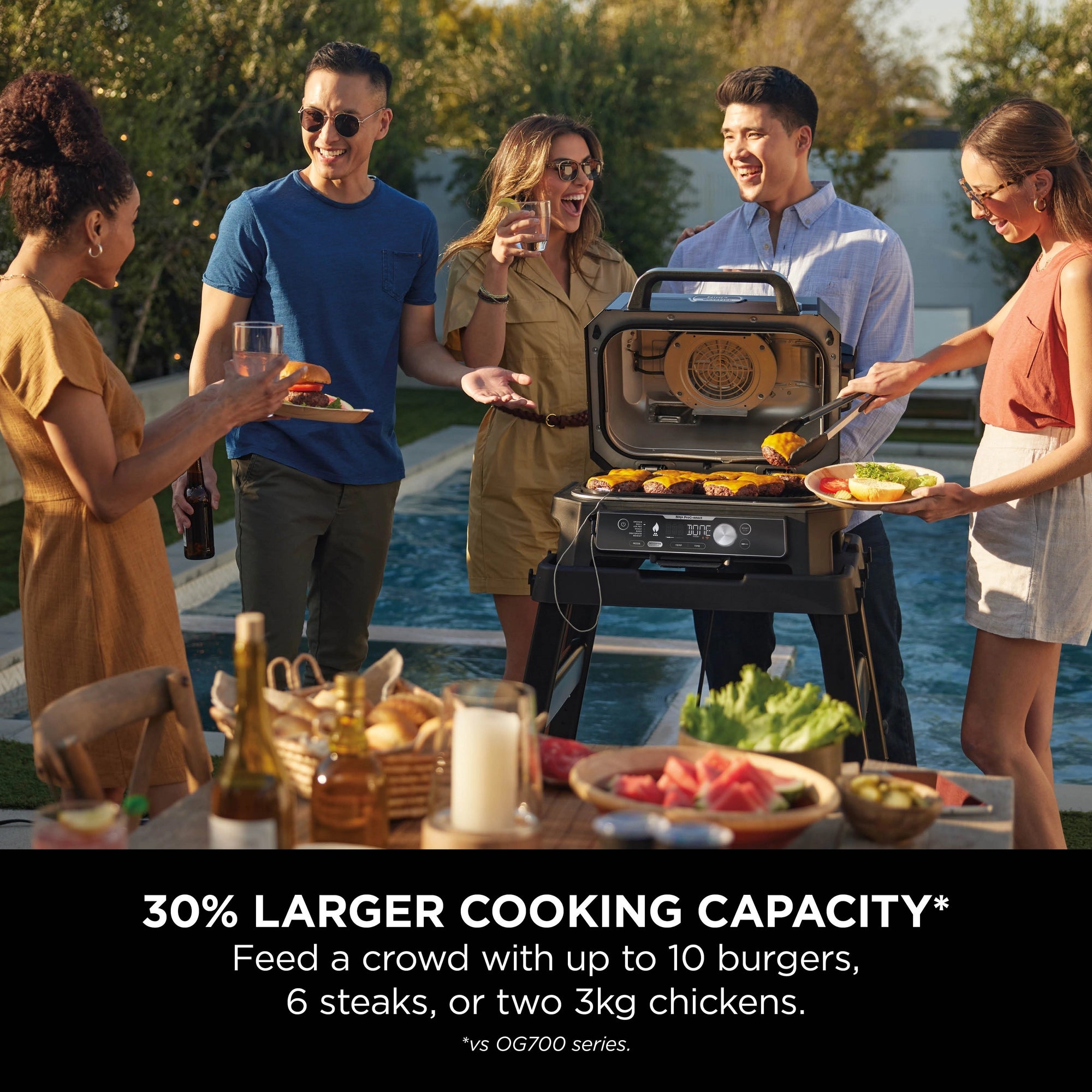Ninja OG901UK Woodfire Pro Connect XL Electric BBQ Grill & Smoker - Black/Blue