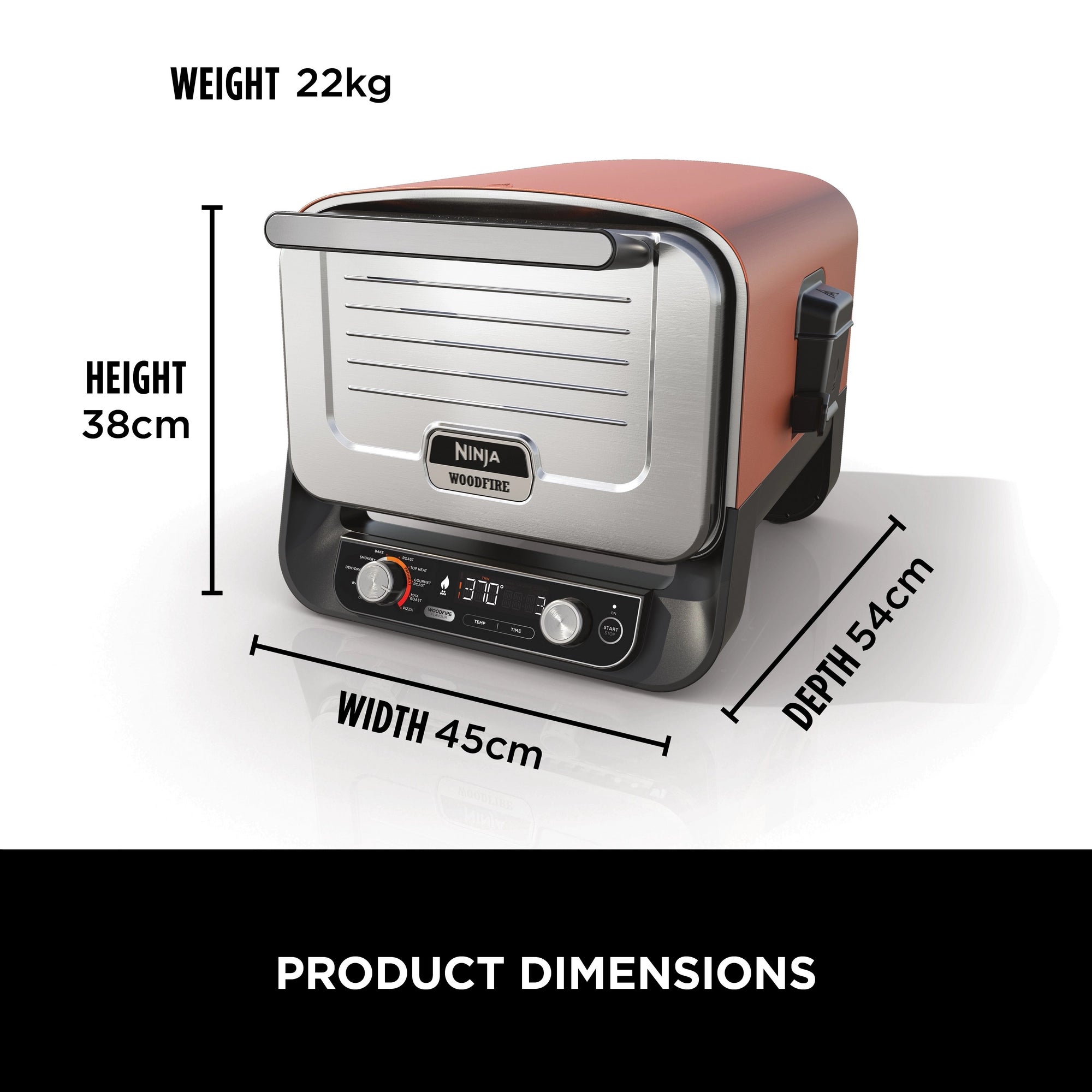 Ninja OO101UK Ninja Woodfire Outdoor Oven- Artisan Pizza Maker and BBQ Smoker - Terracotta/Steel