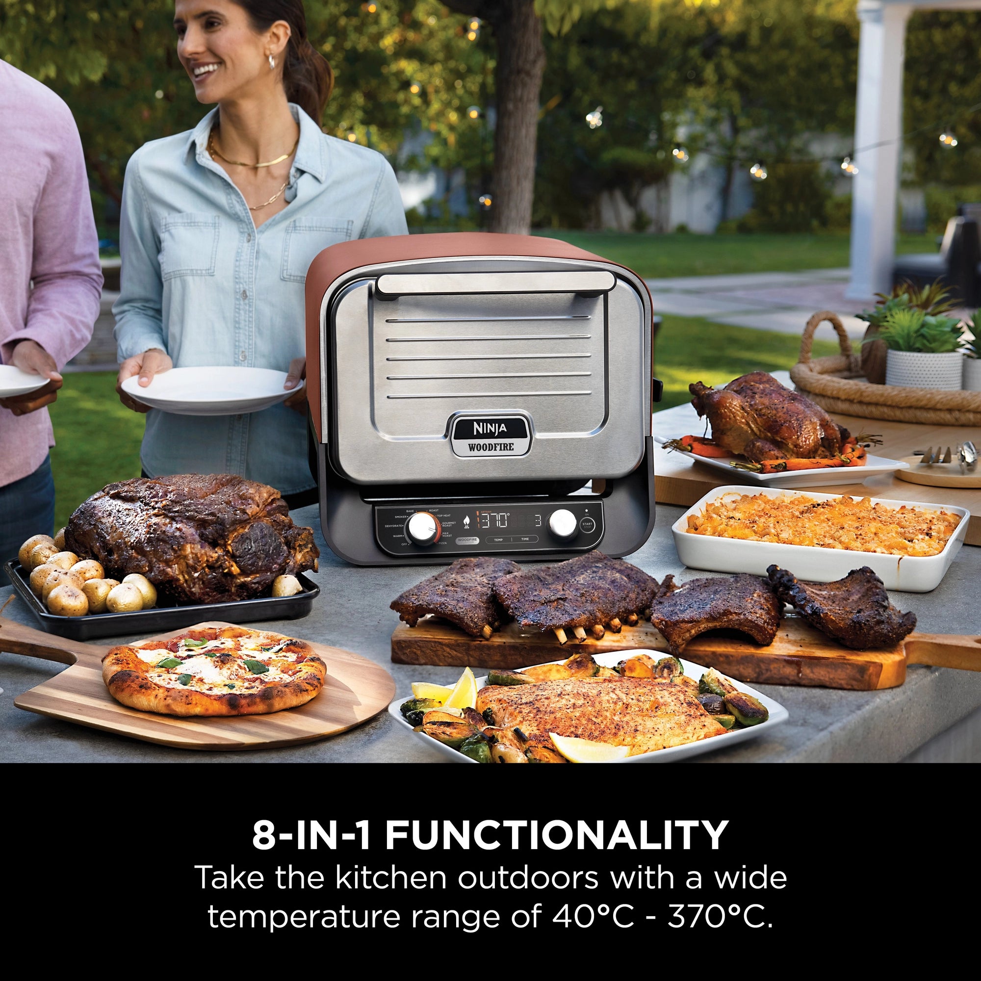 Ninja OO101UK Ninja Woodfire Outdoor Oven- Artisan Pizza Maker and BBQ Smoker - Terracotta/Steel