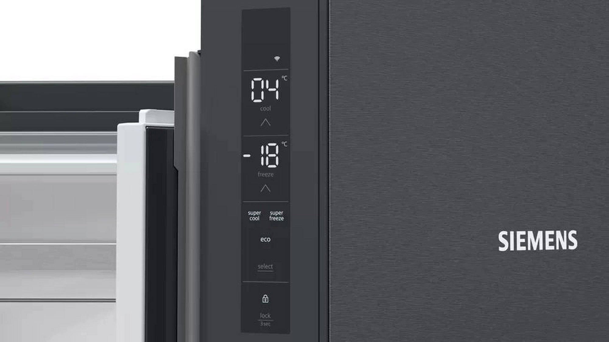 Siemens KF96NAXEAG IQ300 90.5cm Multi Door American Style Fridge Freezer - Black Stainless Steel